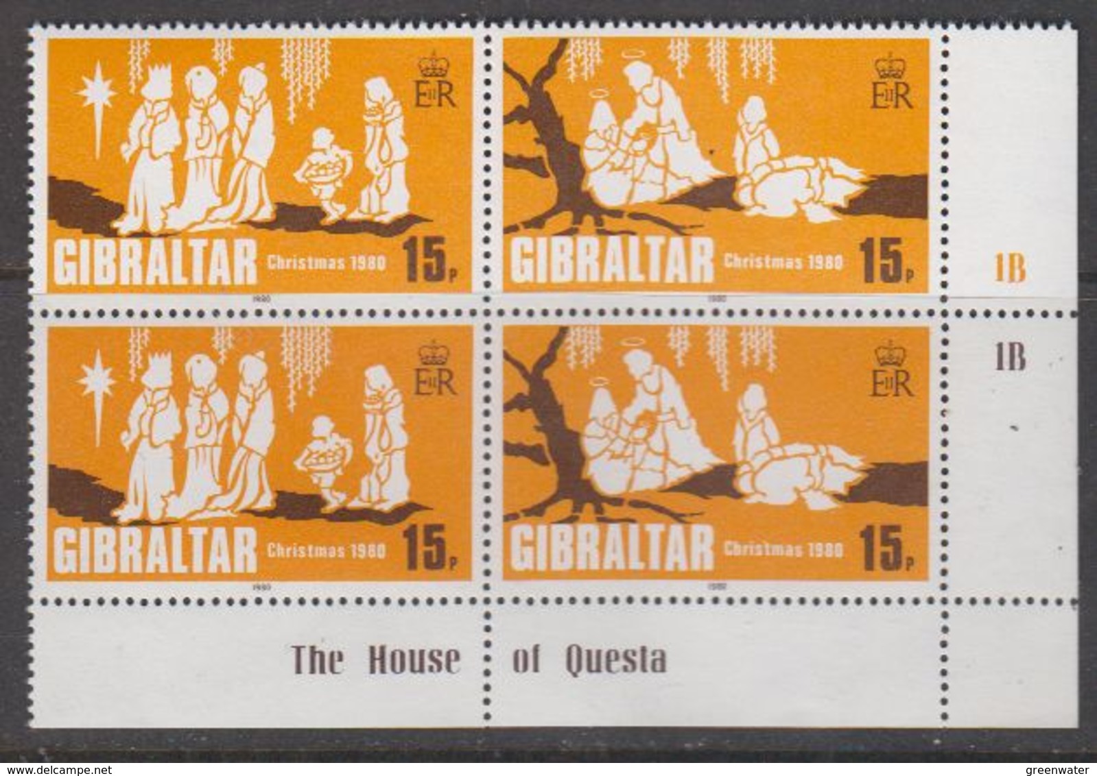 Gibraltar 1980 Gibraltar Christmas 2v  Se-tenant (pair)  ** Mnh (42748A) - Gibraltar