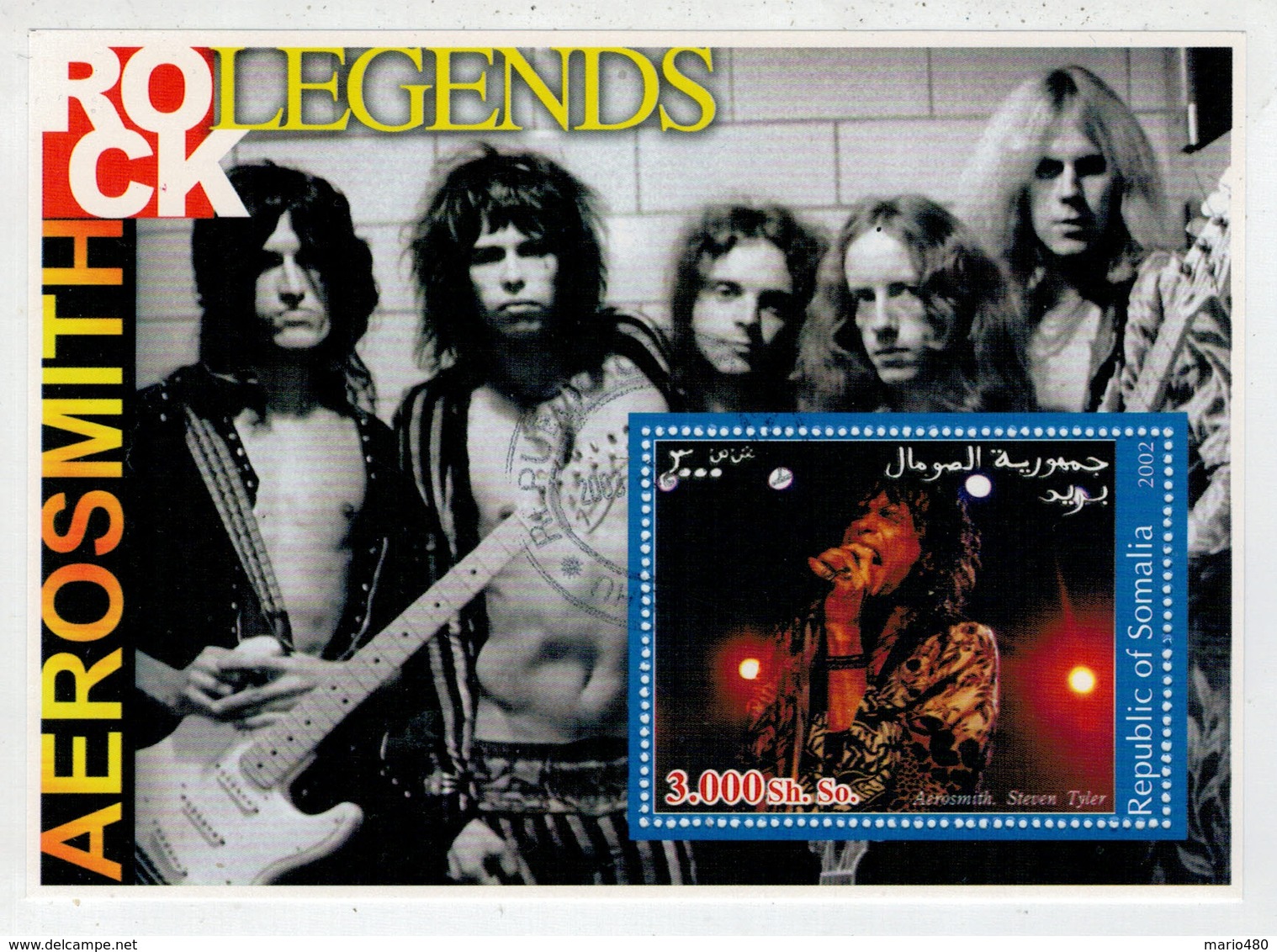 REPUBLIC  OF  SOMALIA   2002    AEROSMITH  ROCK  LEGENDS        S.SHEET    (TIMBRATO) - Somalia (1960-...)