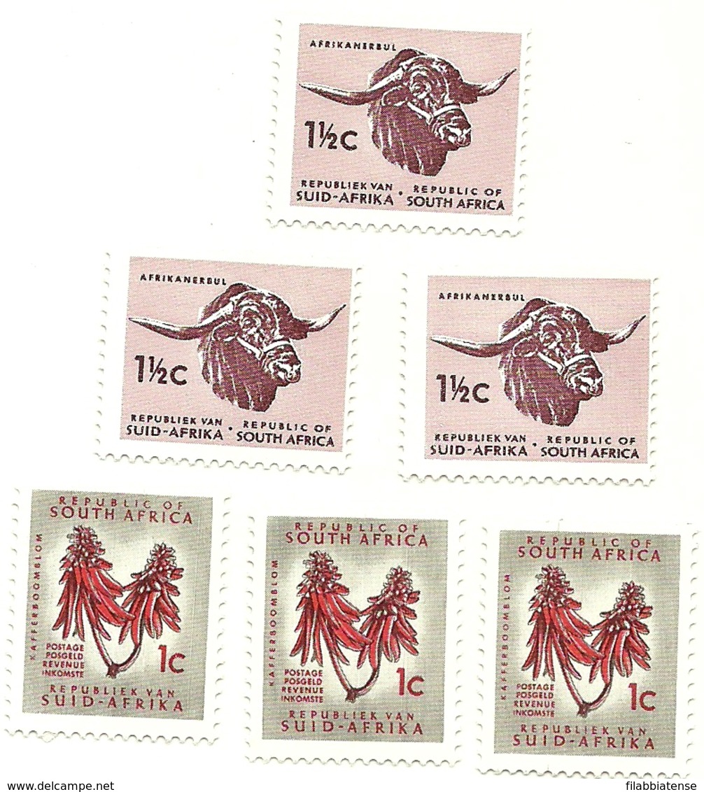 1961 - Sud Africa 249 X 3 + 250 X 3 Ordinaria - Unused Stamps
