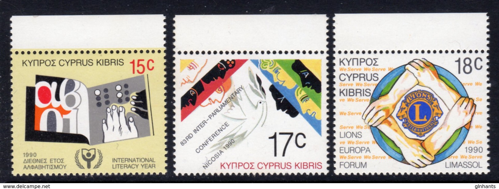 CYPRUS - 1990 ANNIVERSARIES & EVENTS SET (3V) FINE MNH ** SG 771-773 - Unused Stamps