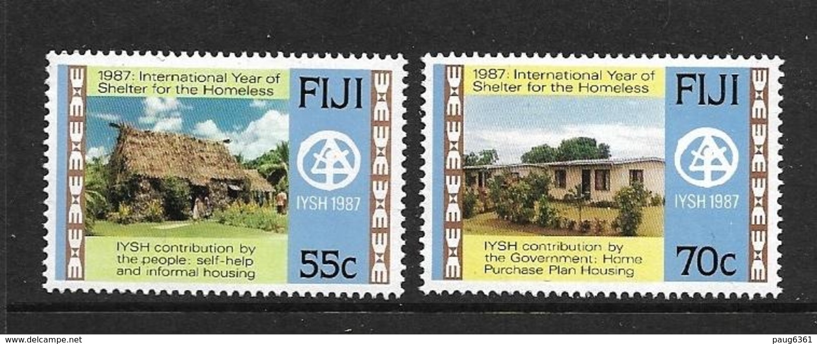 FIDJI 1987 LOGEMENT DES SANS-ABRIS  YVERT N°564/65  NEUF MNH** - Fidji (1970-...)