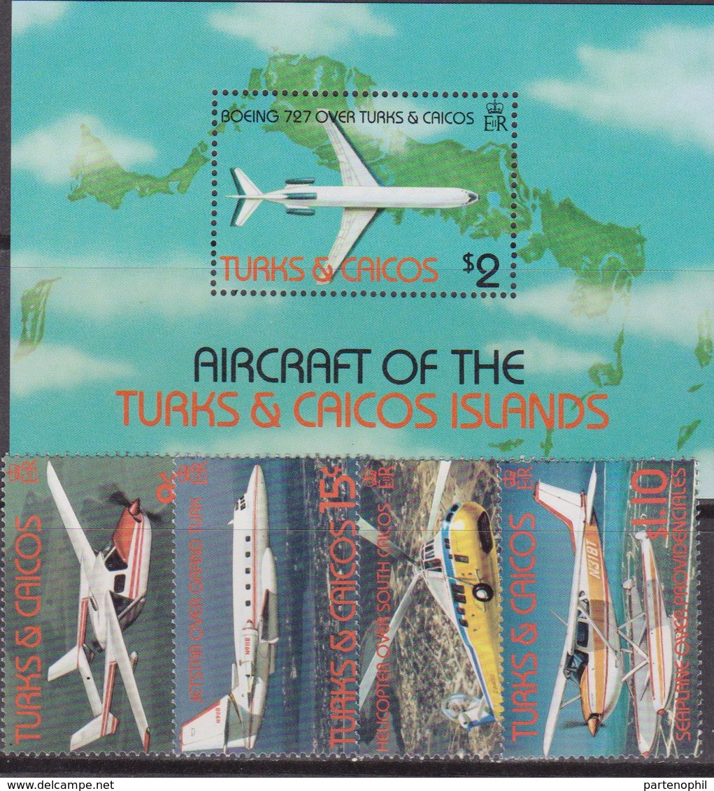 Turks And Caicos Is. - Aerei Airplane Map Sheet + Set  MNH - Turks & Caicos (I. Turques Et Caïques)