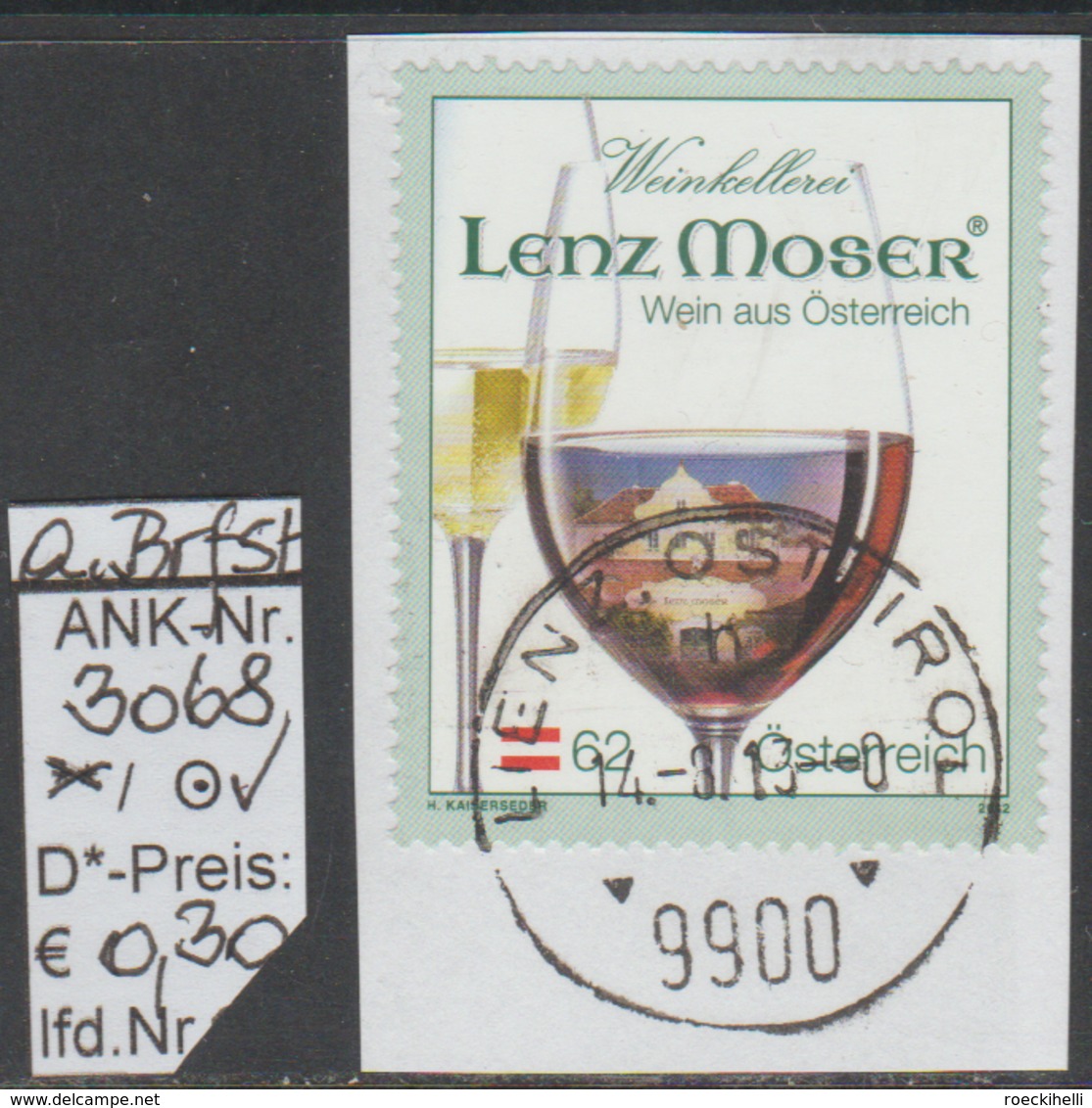 17.11.2012 - SM "Klass. Markenzeichen-Lenz Moser"  -  O Gestempelt Auf Briefstück - S. Scan  (3068o ABs) - Gebraucht