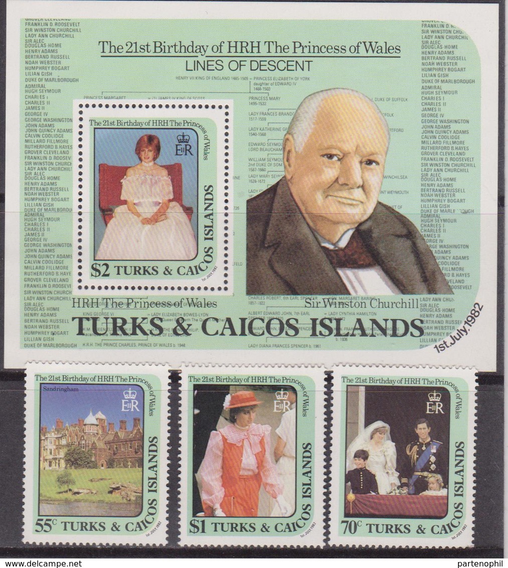 Turks And Caicos Is. - Diana Sheet + Set  MNH - Turks E Caicos