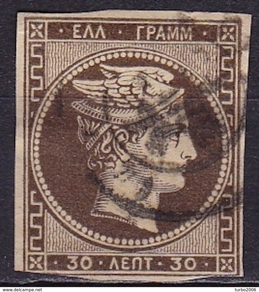 GREECE 1876 Large Hermes Head Athens Print 30 L Olive Brown Vl. 59 - Gebruikt