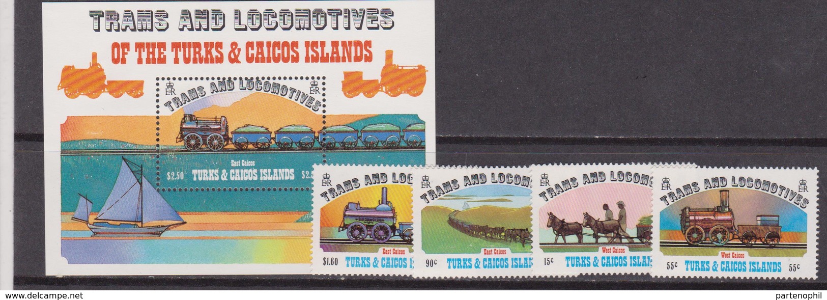 Turks And Caicos Is. - Trains And Locomotives Sheet + Set  MNH - Turks E Caicos