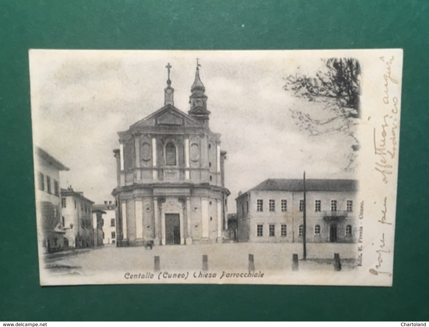 Cartolina Centallo - Cuneo - Chiesa Parrocchiale  - 1905 - Cuneo