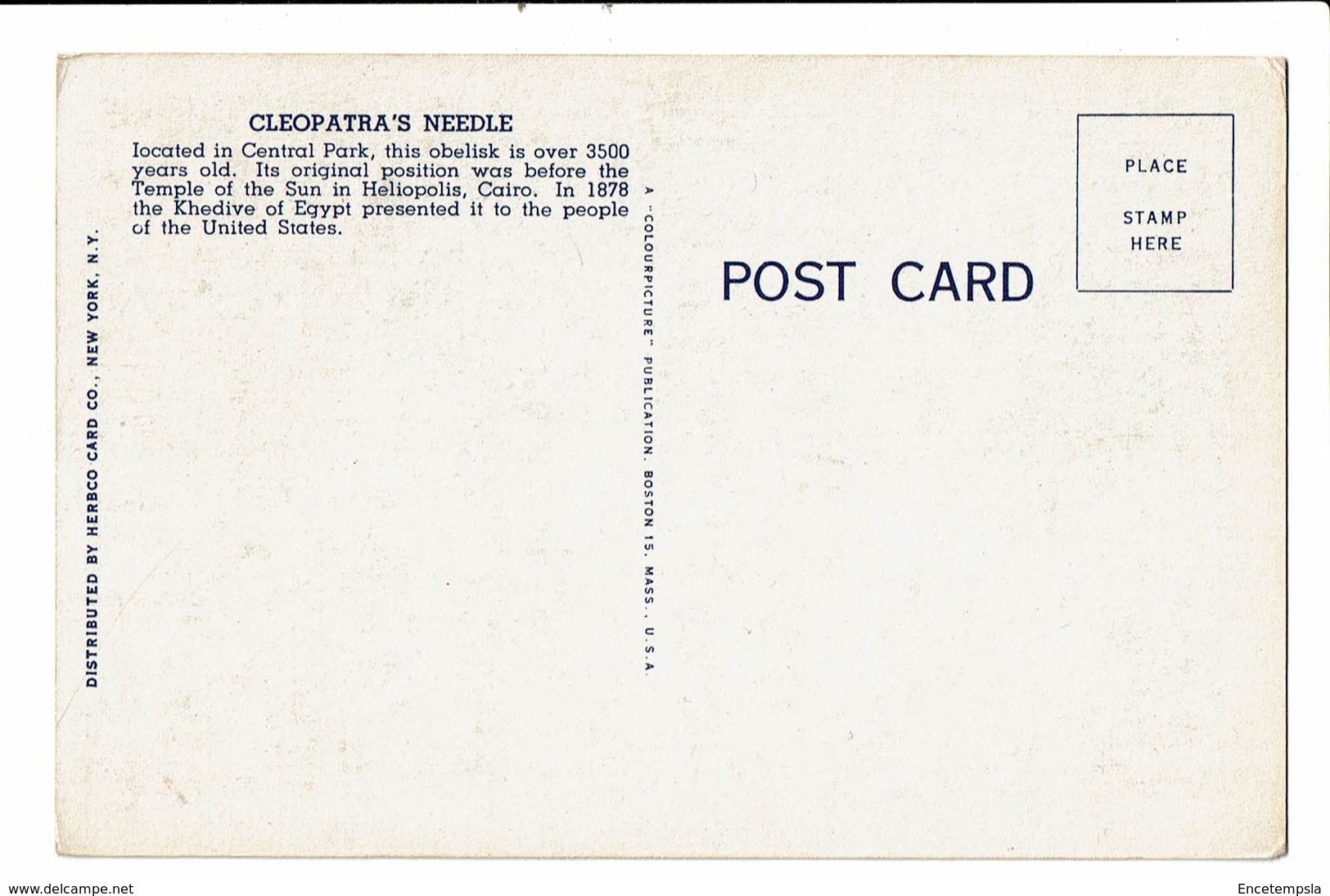CPA - Carte Postale-Etats Unis- New York-Cleopatra Needle In Central Park VM3150 - Central Park