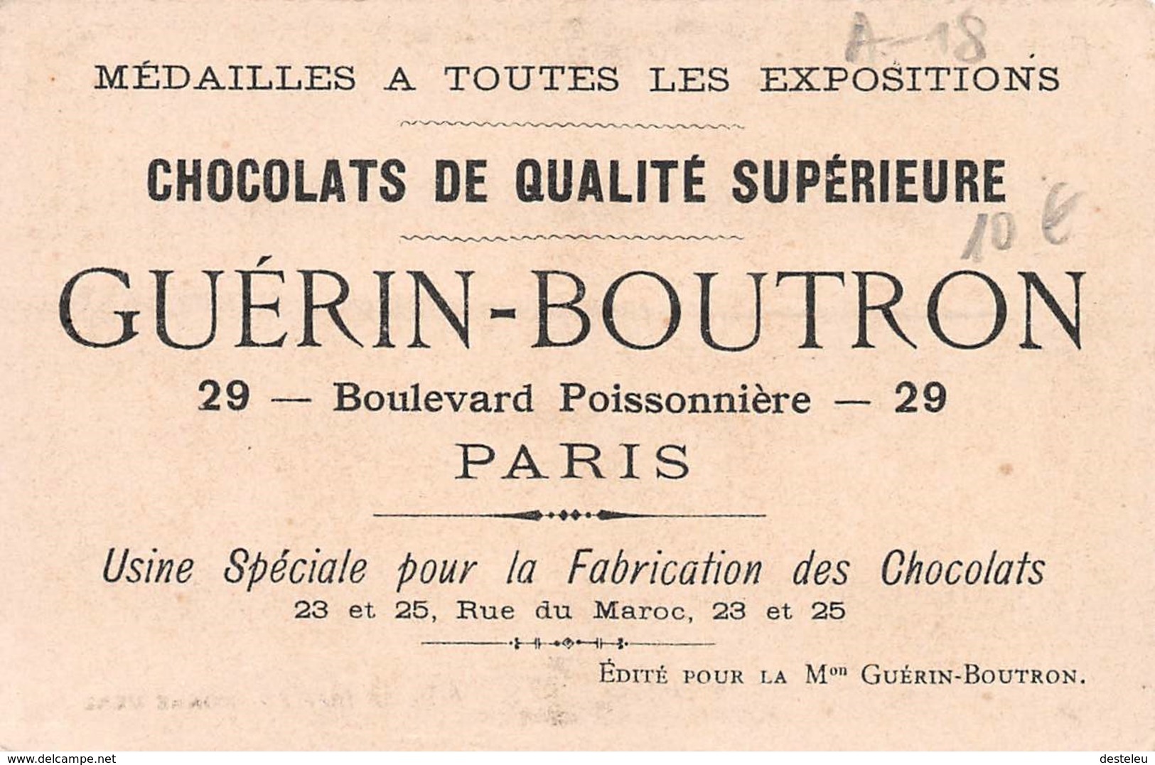 Playing Cards  Chocolat Guerin Boutron -Dame De Tréfle Bonne Mère - Jeux Et Jouets