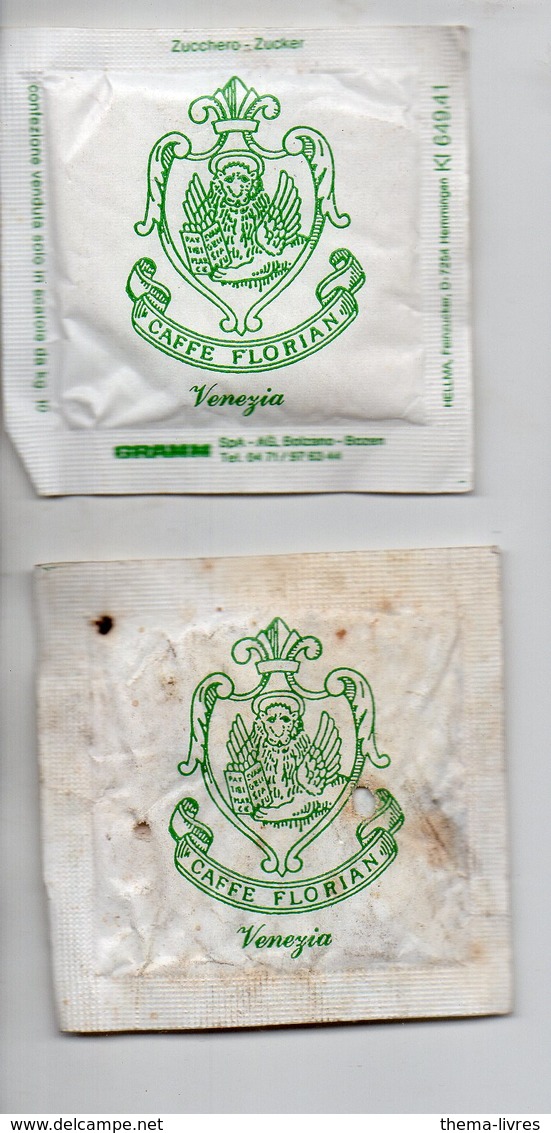 Venise (Italie) Lot De 2 Sachets De Sucre CAFE FLORIAN  (1 Plein + 1 Vide) (PPP18232) - Azúcar