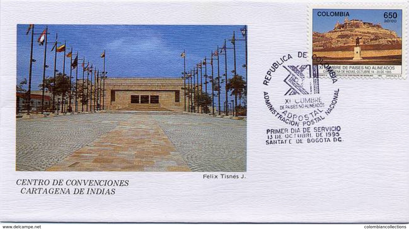 Lote 2005F, Colombia, 1995, SPD - FDC, Cumbre De Paises No Alineados, Cartagena, Heritage City - Colombia