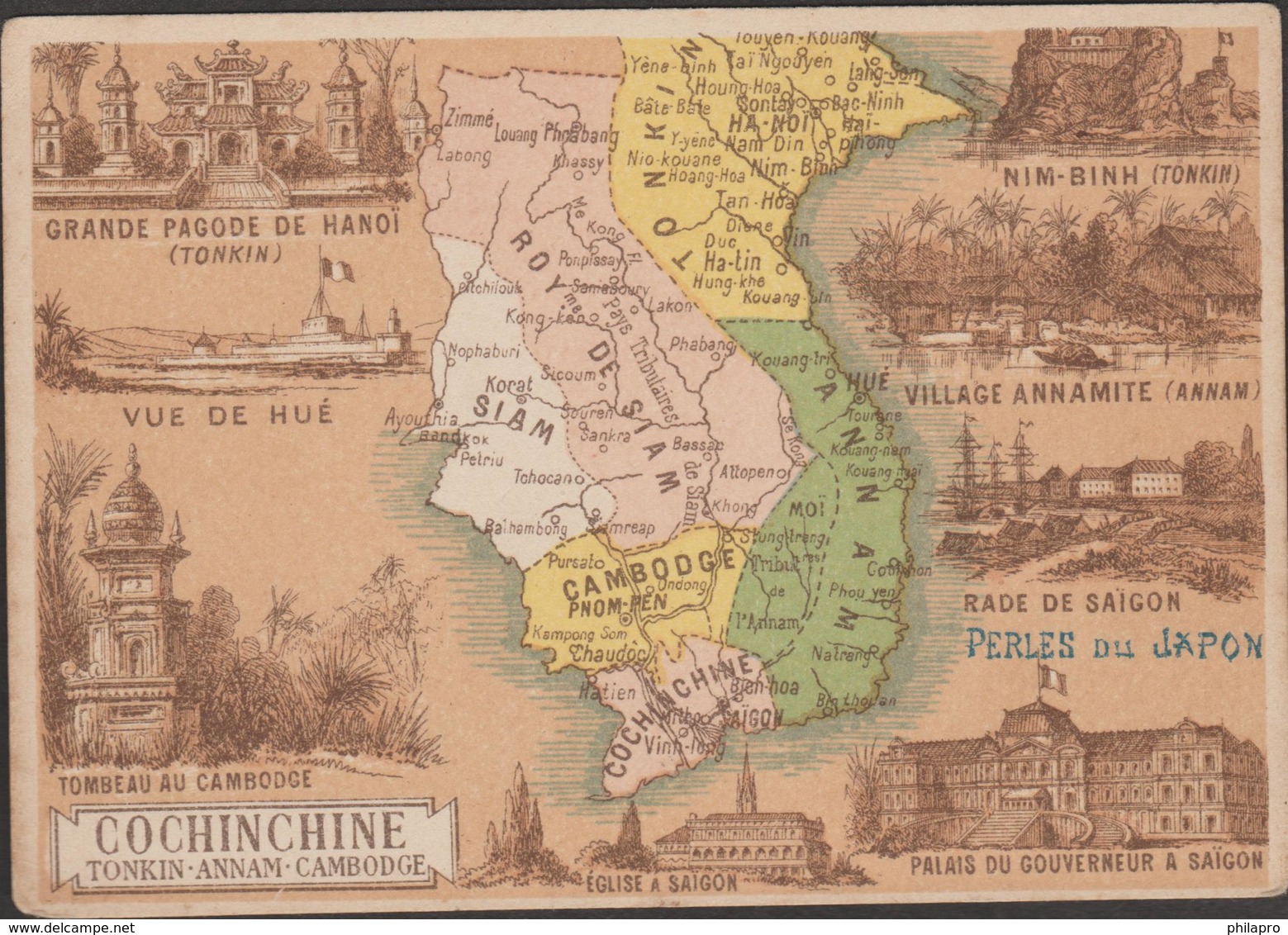 INDOCHINE     Carte   115 X 77 Mm  "LAOS" MISSING By SIAM And VIETNAM  Ref.  4114 - Viêt-Nam