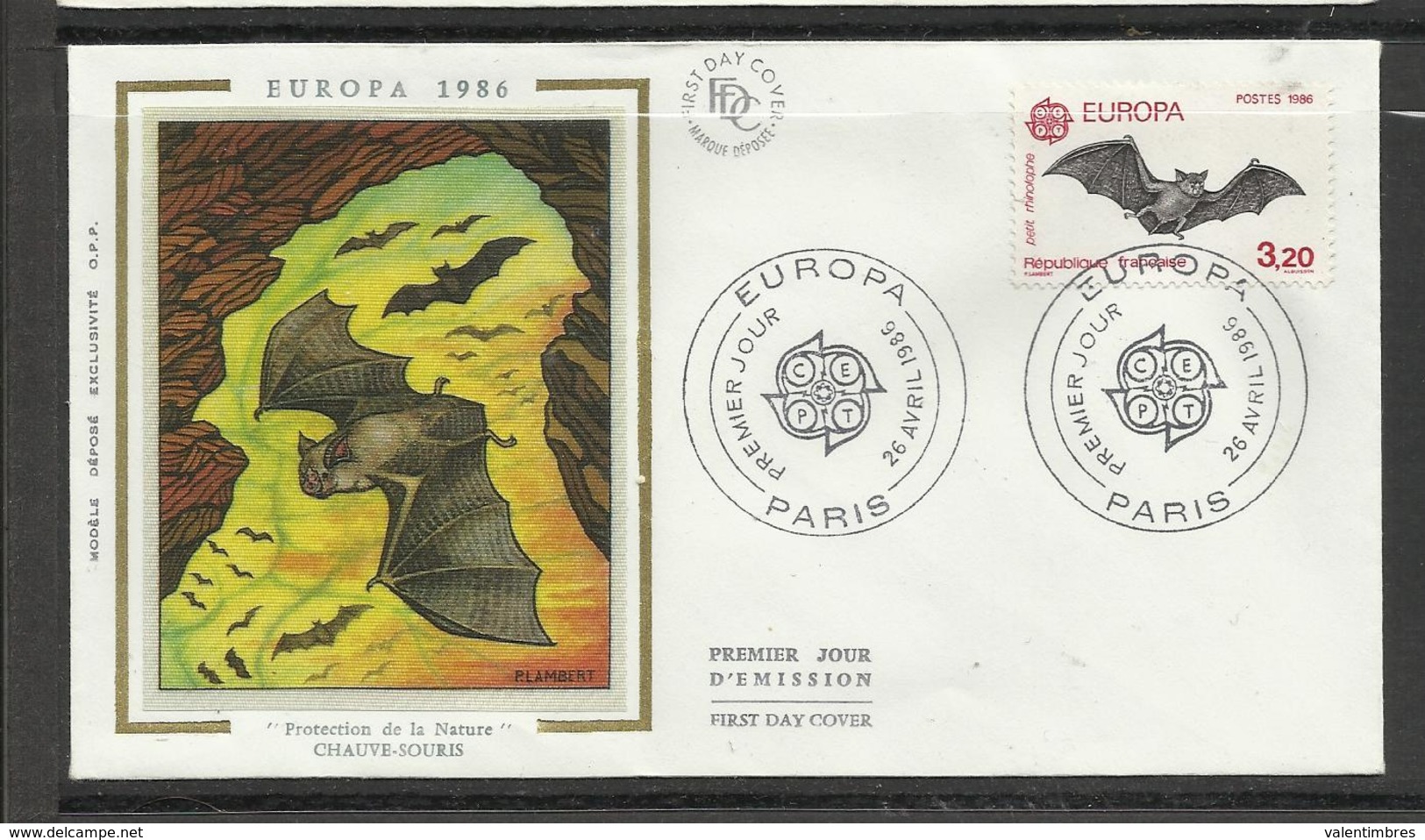 France  FDC Europa CEPT    YT 2310 Chauve Souris 26.4.1986 - Bats