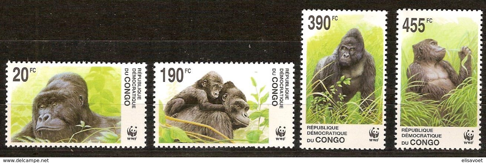 Congo 2002 Ocbn°  2110-2113 *** MNH Cote 15 Euro Faune WWF Gorilla Gorille - Neufs