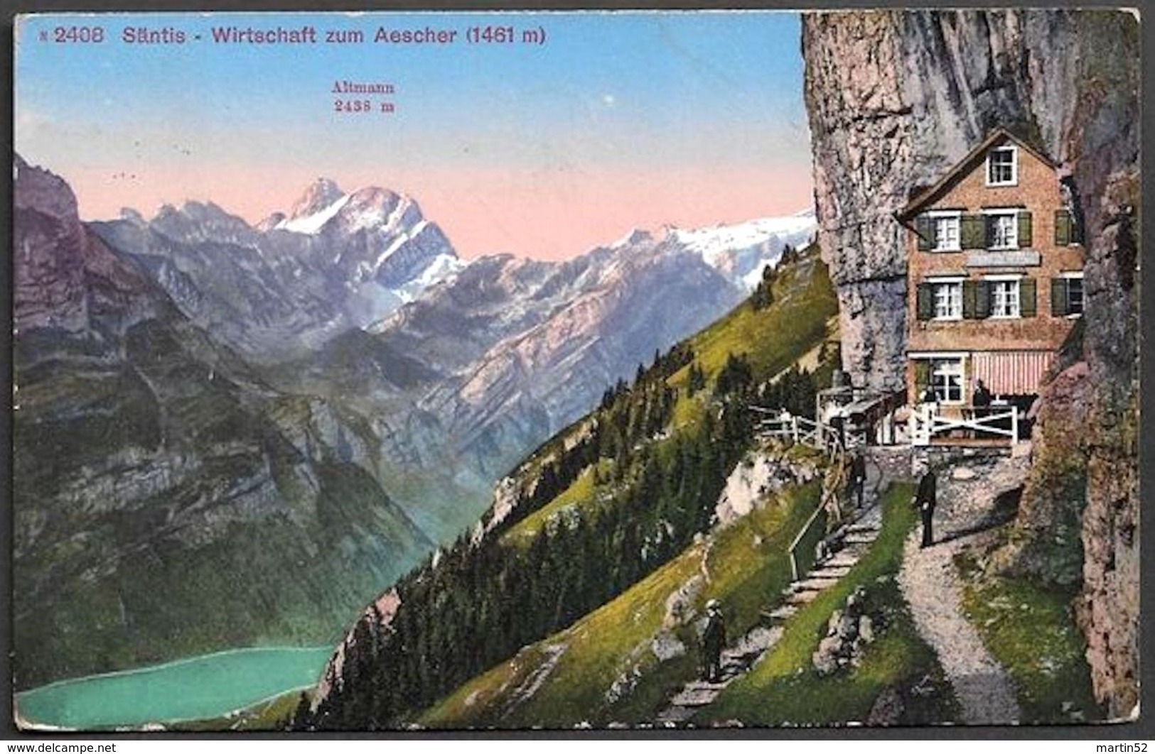Schweiz Suisse 1914: Säntis - Wirtschaft Zum Aescher (1461m) Altmann 2438m Mit O APPENZELL 7.VII.14 - Saentis