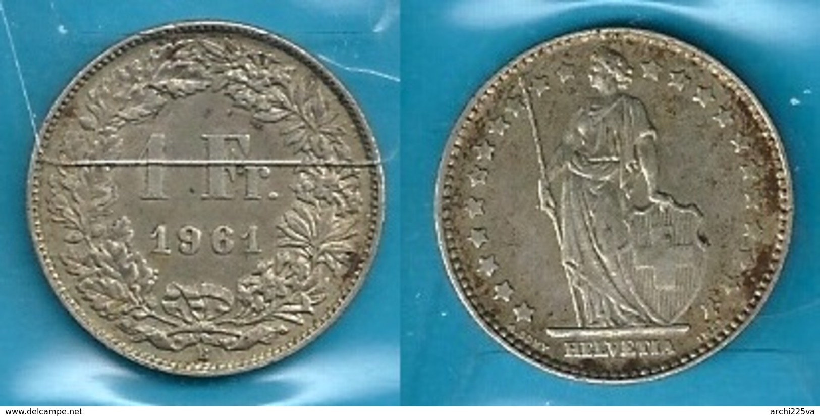 SVIZZERA 1961 B - Helvetia - 1 Fr / CHF - BB / SPL - Argento / Argent / Silver - Confezione In Bustina - Altri & Non Classificati