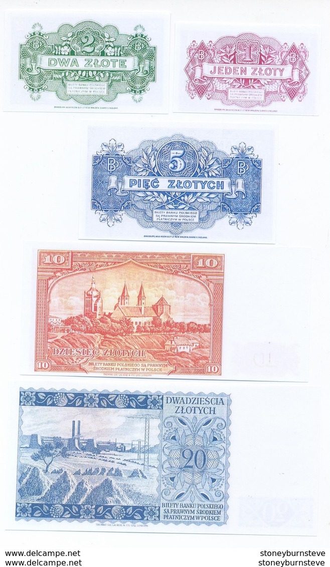 Poland 8 Note Set 1939 COPY - Poland