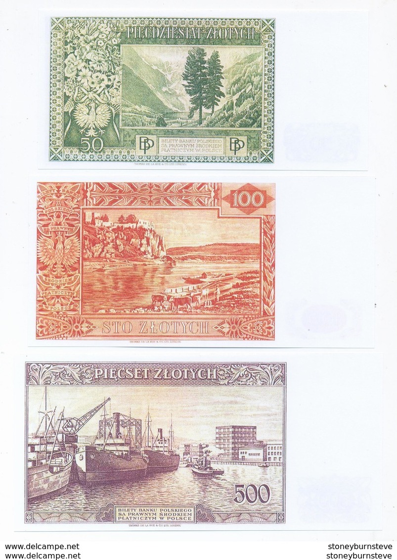 Poland 8 Note Set 1939 COPY - Poland