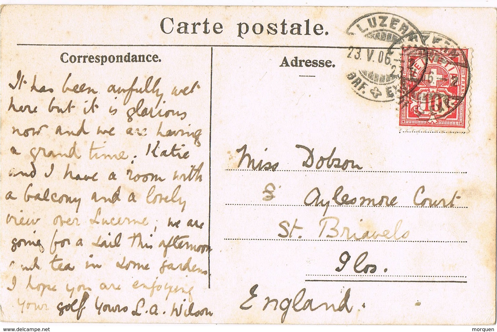 32730. Postal LUZERN (Suisse) 1906. Luzern Wachtturm Und Pilatus - Cartas & Documentos