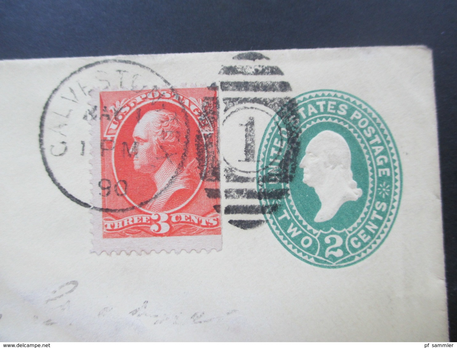 USA 1890 GA Umschlag Mit Zusatzfrankatur Nr. 55 Rechts Ungezähnt!! Galveston Texas - HH über New York Mit Ak Stempel K1 - Storia Postale