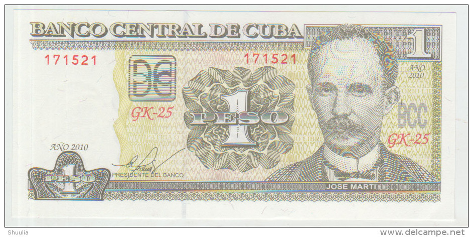 Cuba 1 Pesos 2010 Pick 121 UNC - Cuba