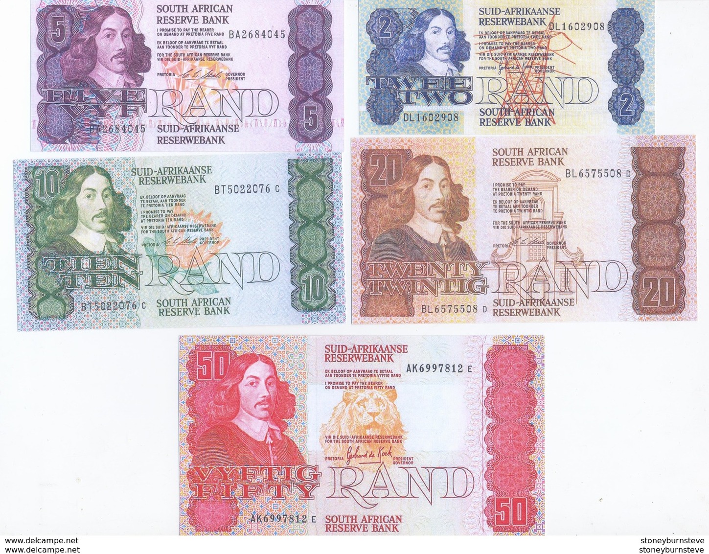 South Africa 5 Note Set 1978 COPY - Zuid-Afrika