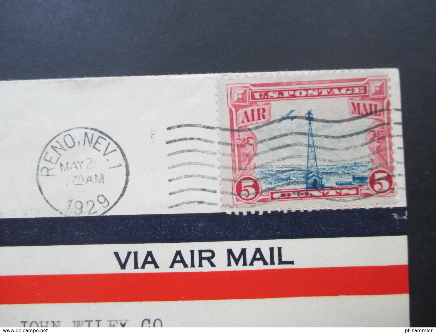 USA 1929 Flugpostmarke Nr. 310 EF Hotelpost Overland Hotel Reno, Nevada An Hotel Suppliers Chicago Stempel F-805 - Briefe U. Dokumente