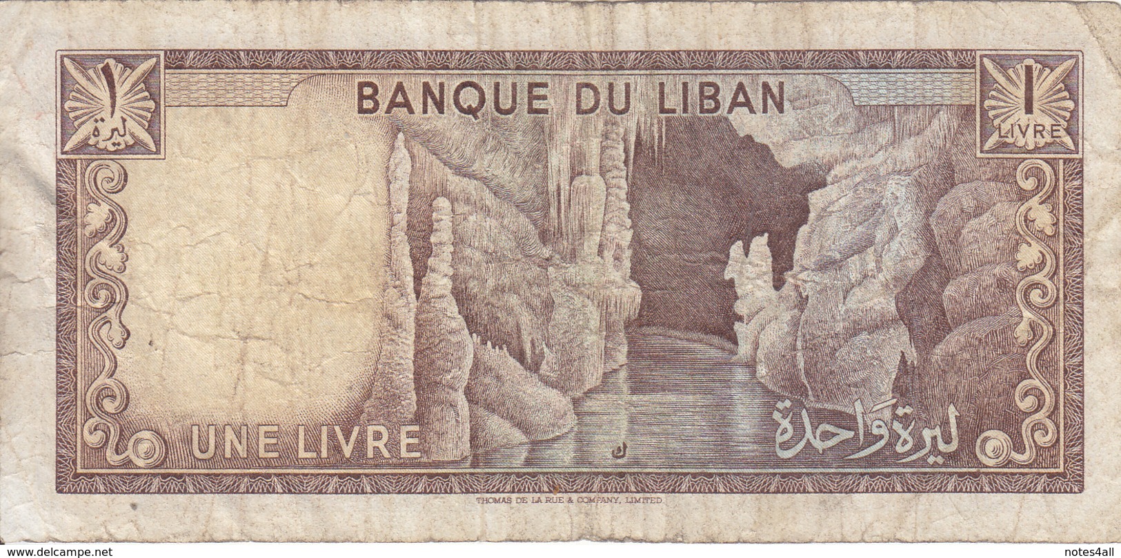 LEBANON 1 LIVRE 1972 P-61b Vg  */* - Lebanon