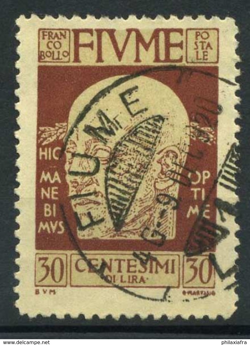 Rijeka 1920 Sass. 118 Oblitéré 100% 30 C. Rouge Brun D'Annunzio - Fiume