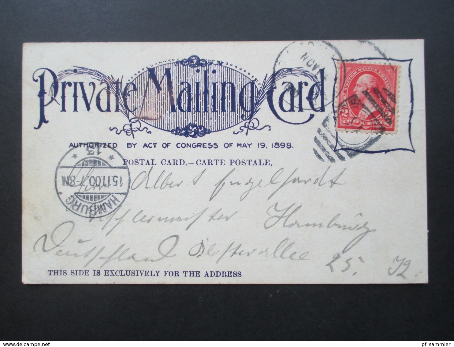 USA 1900 Private Mailing Card World Building Trinity Park Washington Nach Hamburg Mit Ak Stempel! - Covers & Documents