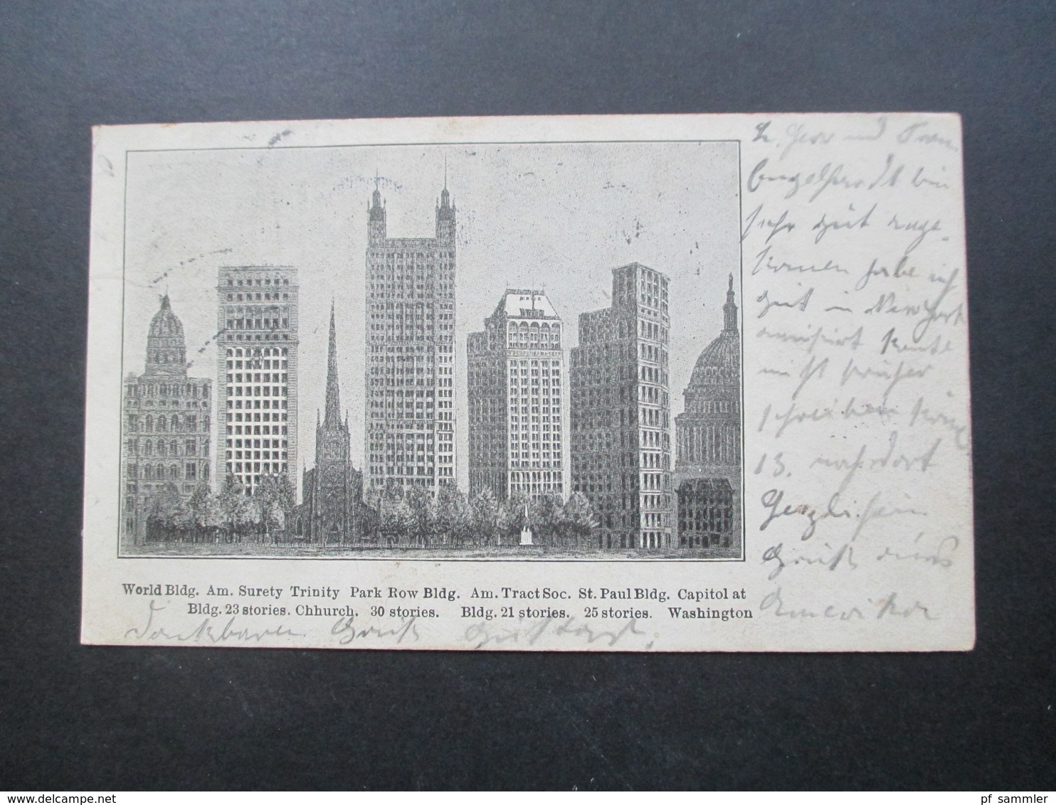 USA 1900 Private Mailing Card World Building Trinity Park Washington Nach Hamburg Mit Ak Stempel! - Briefe U. Dokumente