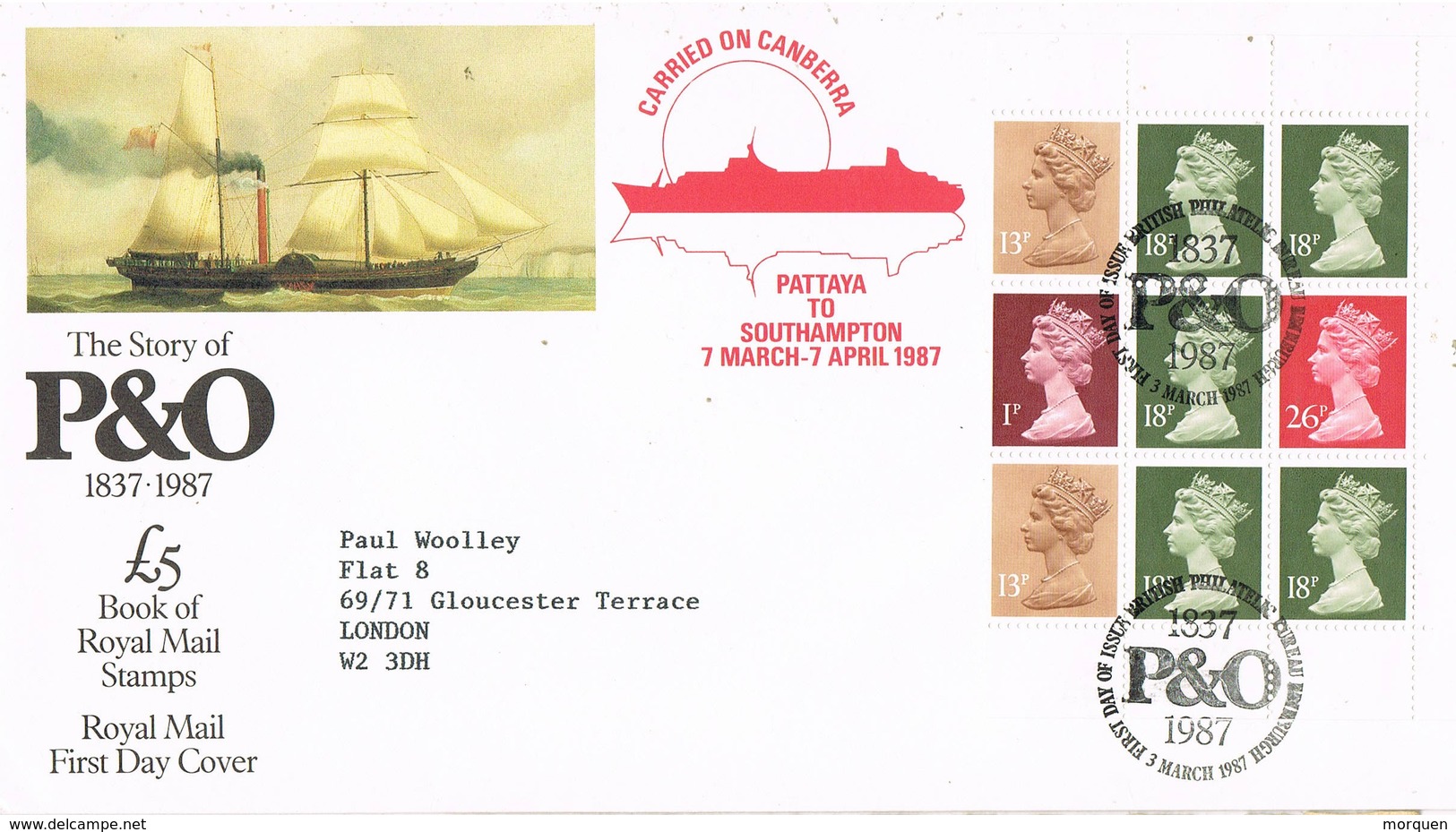 32736. Carta EDINBOURGH (England) 1987. P&O. Carried On Canberra. Ship - Cartas & Documentos