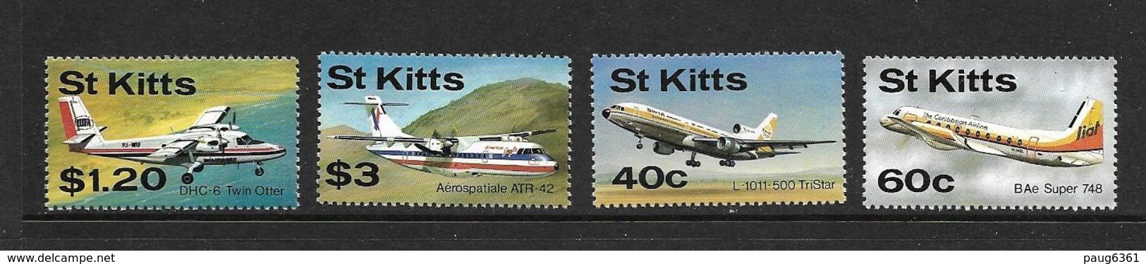 SAINT KITTS 1987 AVIONS  YVERT N°637/40 NEUF MNH** - Airplanes