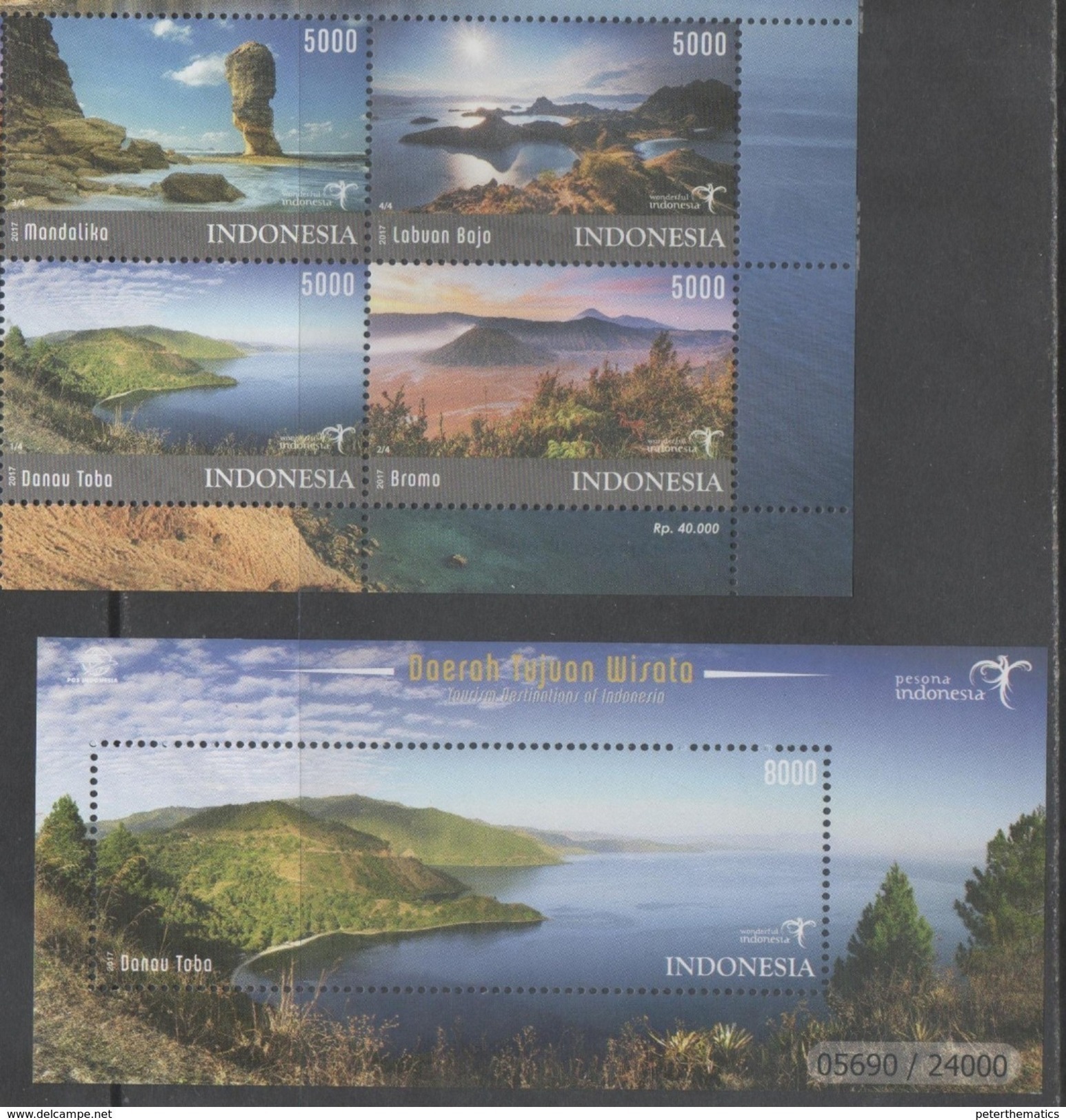 INDONESIA, 2017, MNH, TOURISM, MOUNTAINS, BEACHES, LANDSCAPES,  SET+ SS - Other & Unclassified