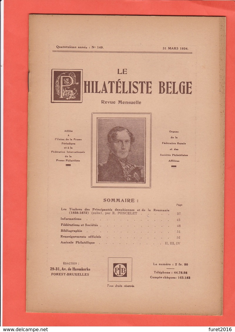 LE PHILATELISTE BELGE N° 149   Mars 1934  52 Pages  ( D Autres N° Disponibles Contactez Moi ) - Sonstige & Ohne Zuordnung