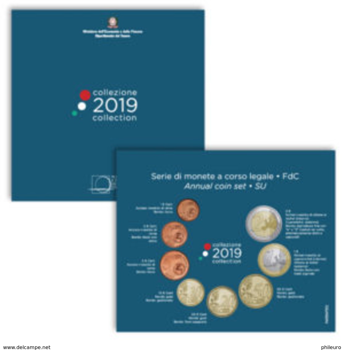 Italie 2019 : Coffret BU Des 8 Pièces - Disponible En France - Italie