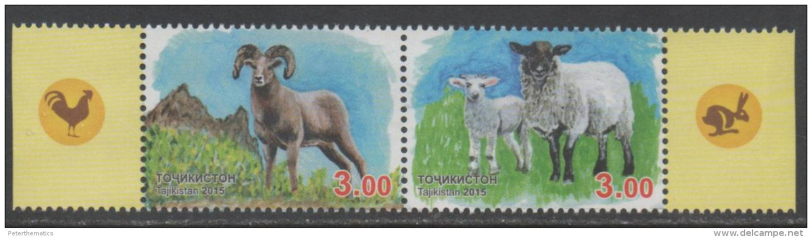 TAJIKISTAN ,2015,MNH, YEAR OF THE RAM, SHEEP, RAMS, 2v - Chinese New Year