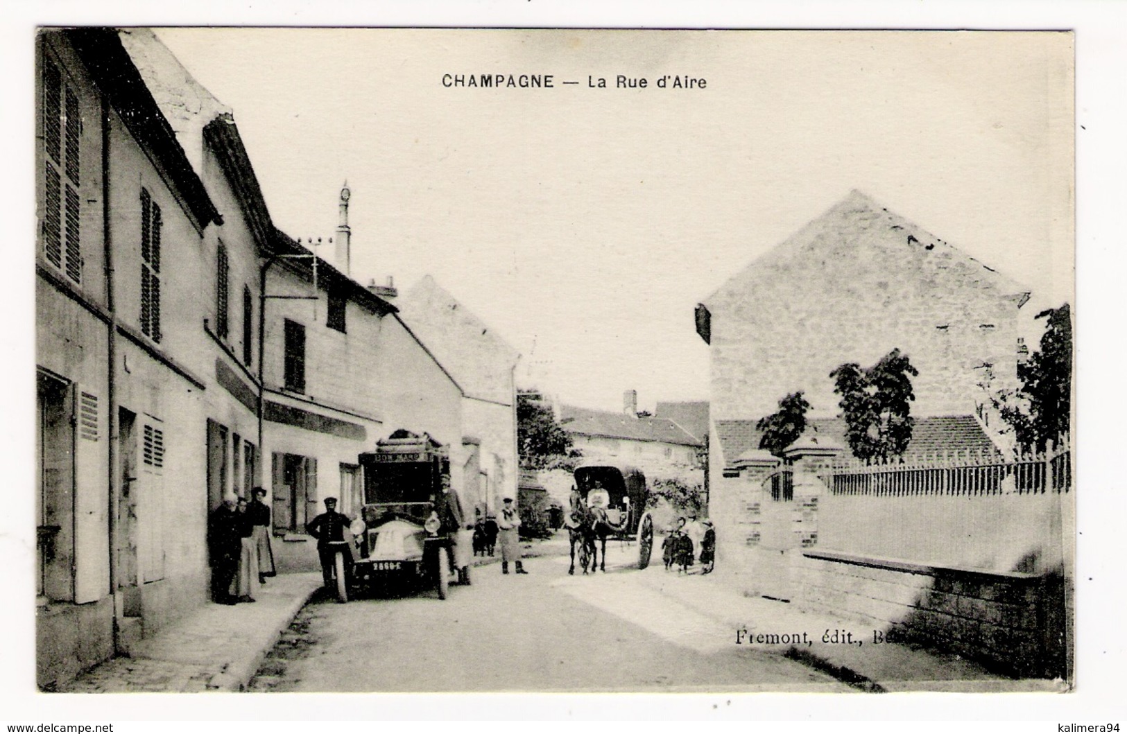 VAL D' OISE / CHAMPAGNE / LA RUE D' AIRE ( Automobile AU BON MARCHE ) /  Edit. FREMONT  /  Imp.  E. LE DELEY  ( ELD ) - Champagne Sur Oise