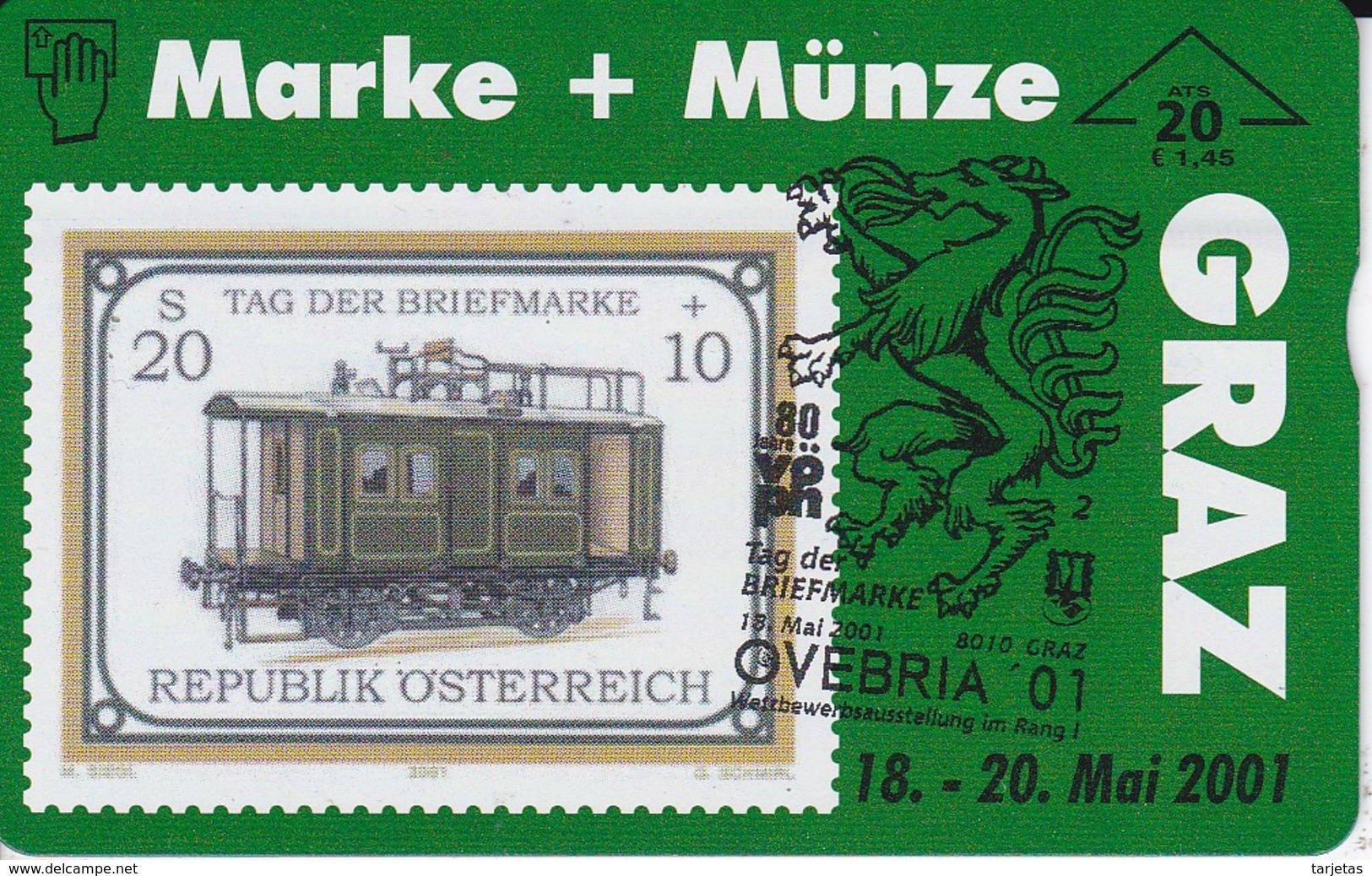 F-577 TARJETA DE AUSTRIA DE UN TREN TIRADA 565   SELLO-STAMP  (TRAIN-ZUG) - Postzegels & Munten