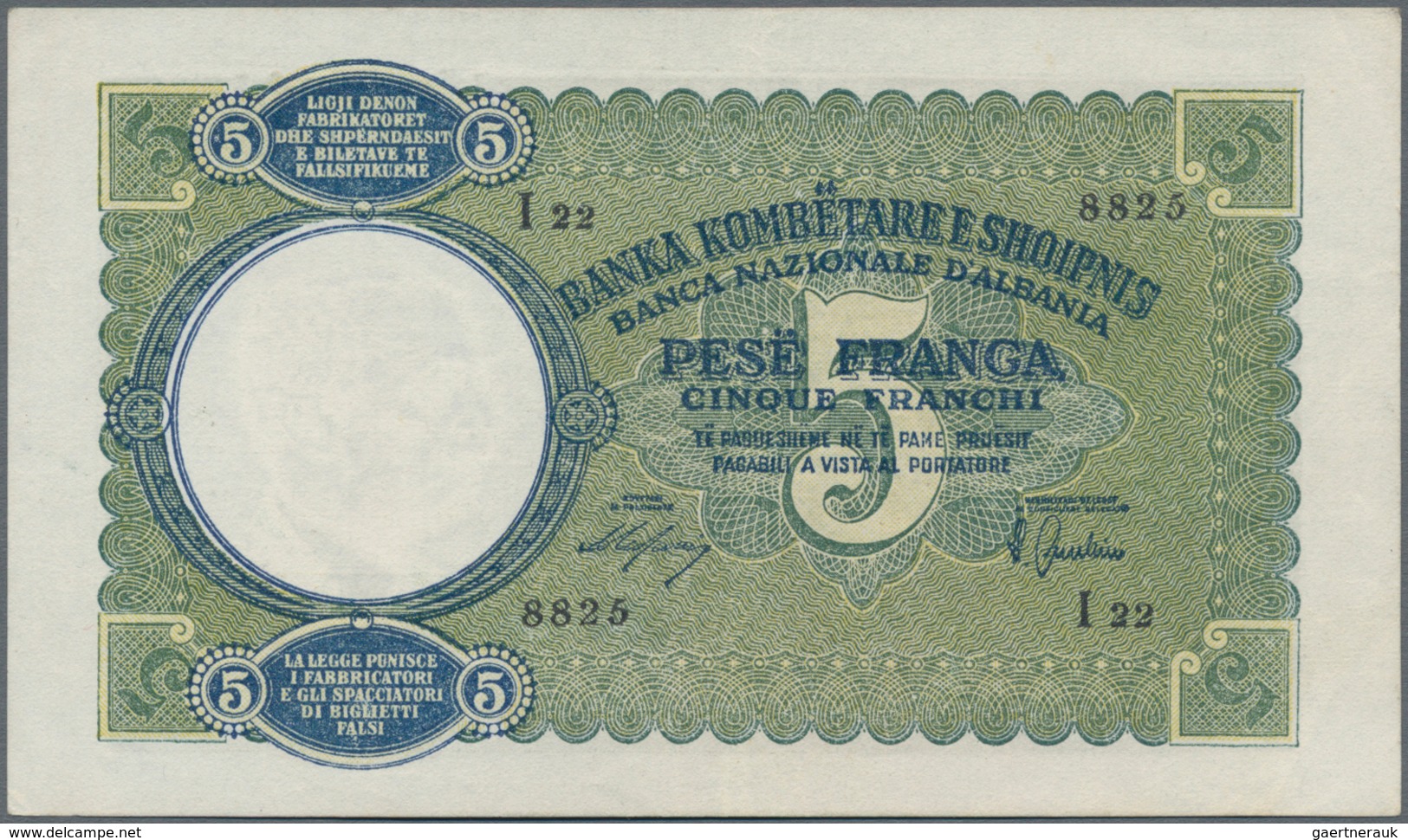 Albania / Albanien: 5, 20 And 100 Franga ND(1939-40), P.6, 7, 8 In VF/F/F- Condition. (3 Pcs.) - Albanien