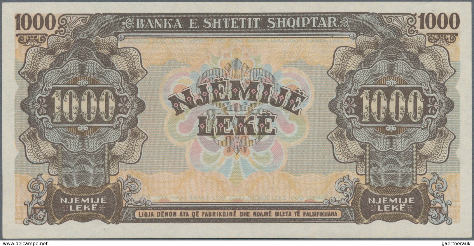 Albania / Albanien: 1947 "Soldier" Lek Issue with 10, 50, 100, 500 and 1000 Lek, P.19-23 in UNC cond