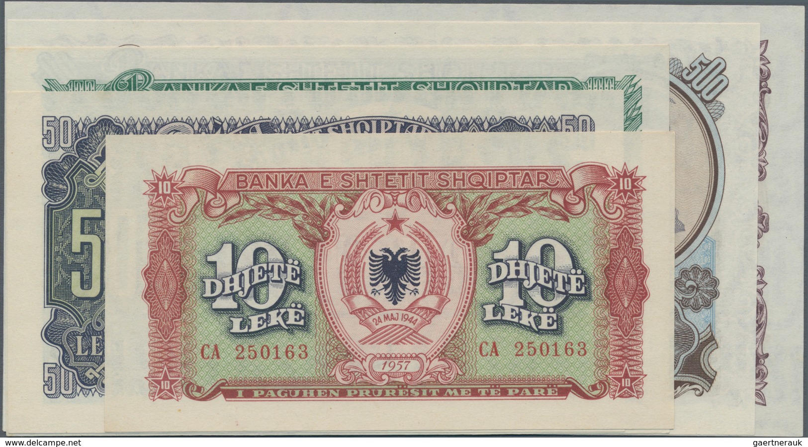 Albania / Albanien: Set With 10 Banknotes 1949 And 1957 Issue With 5, 50, 100, 500 And 1000 Leke, P. - Albania