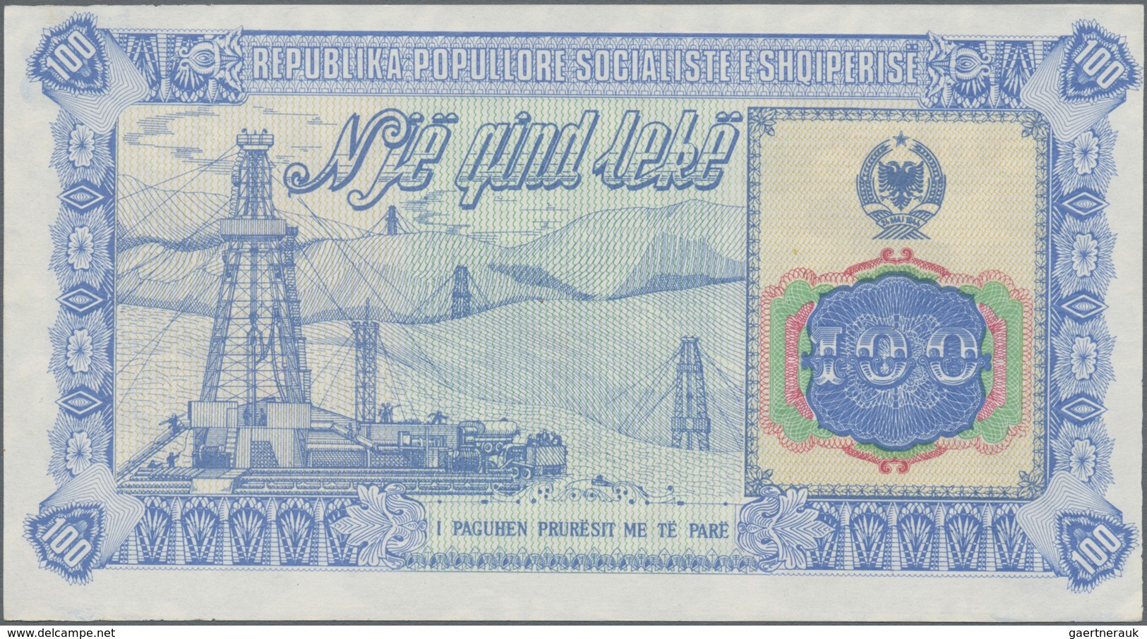Albania / Albanien: 100 Leke ND(1985) Color Trial Specimen In Blue And Dull Red Color, P.46Aas1 In U - Albania