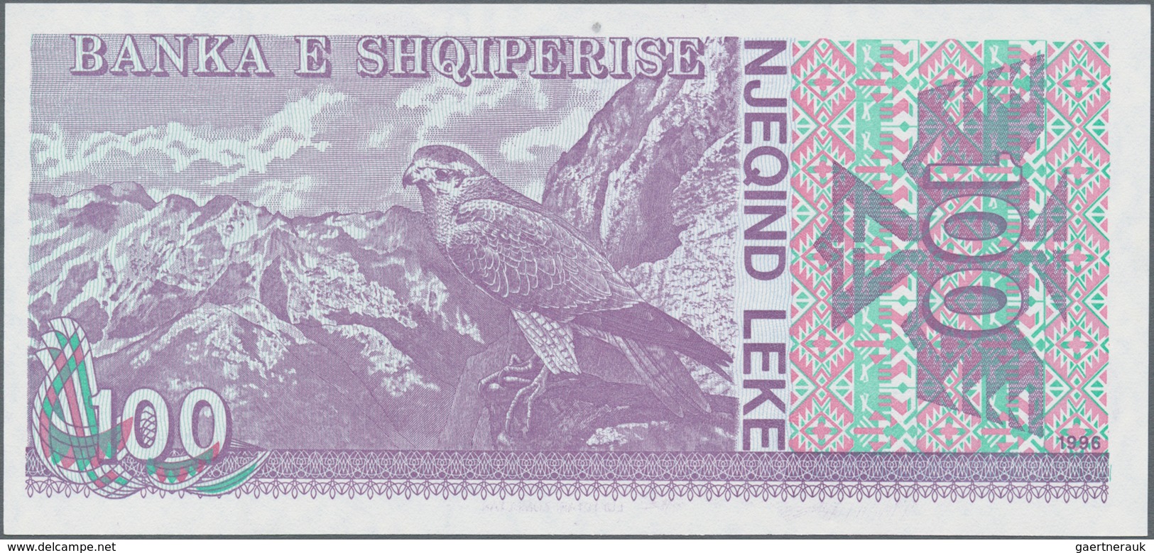 Albania / Albanien: 1993-1996 issue with 2x 100, 200, 500 and 1000 Leke, P.55b,c, 56, 57, 58, all in