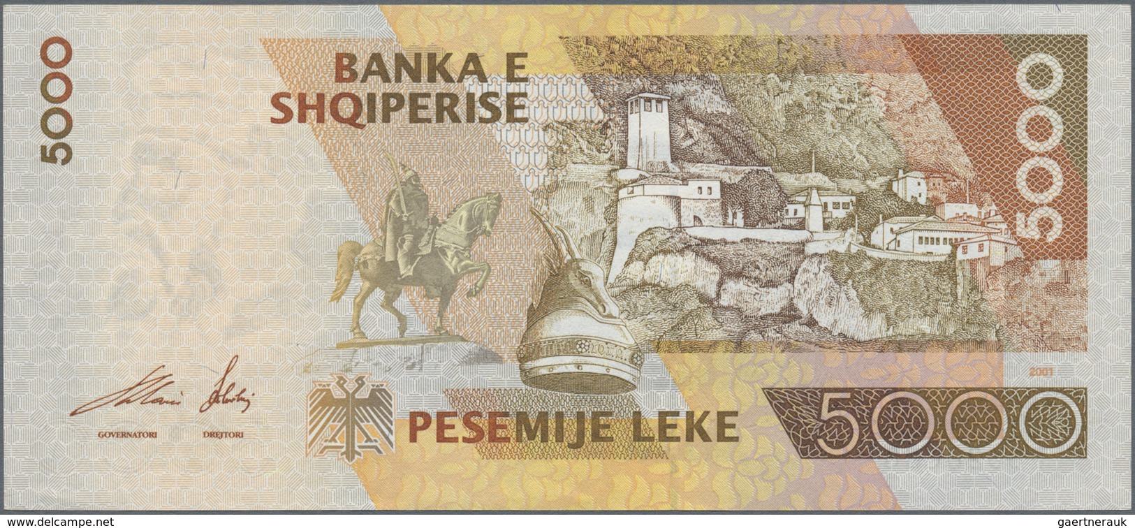Albania / Albanien: Set With 4 Banknotes Of The 2001 Issue With 200, 500, 1000 And 5000 Leke, P.67-7 - Albanie