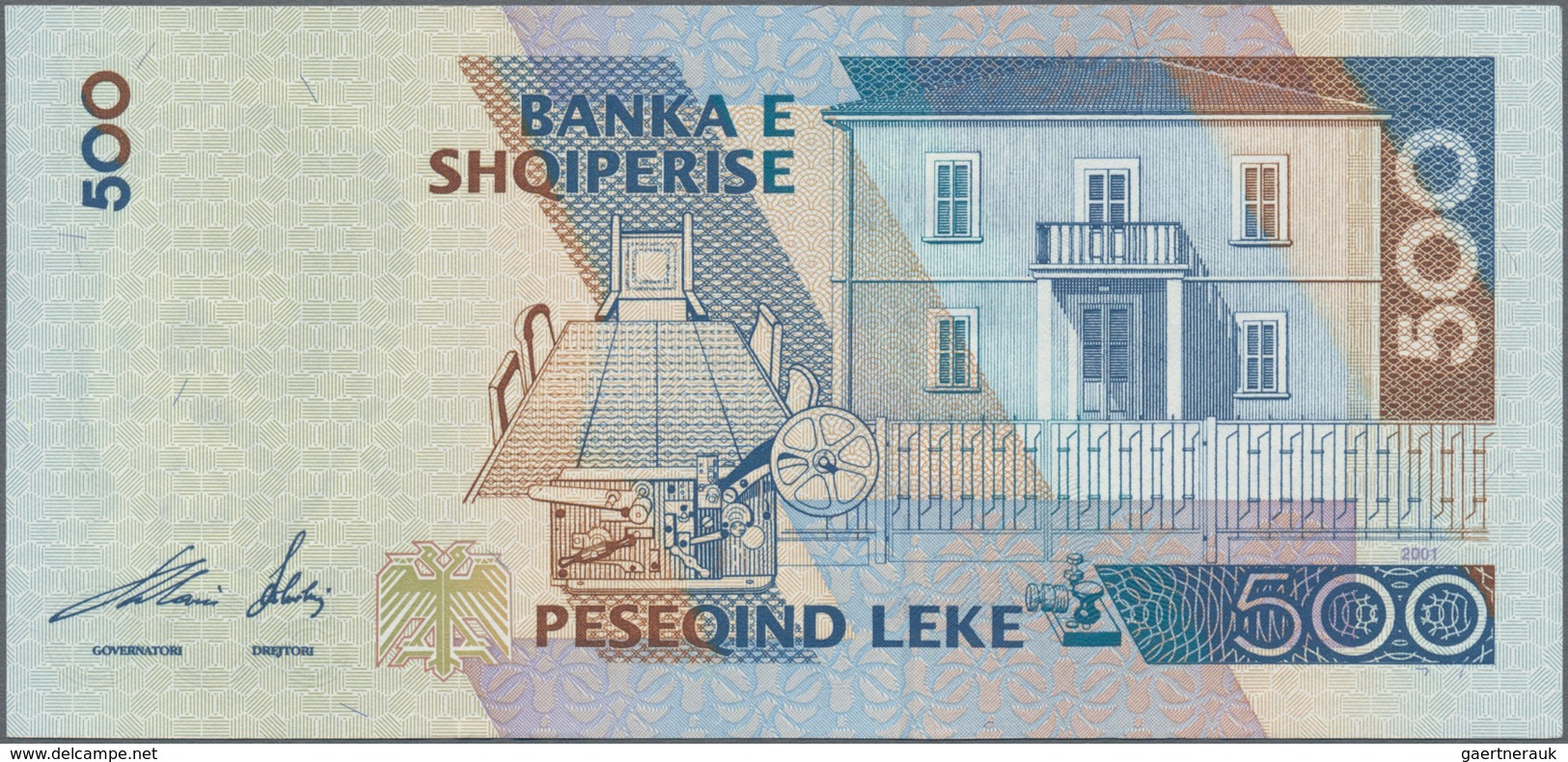 Albania / Albanien: Set with 4 banknotes of the 2001 issue with 200, 500, 1000 and 5000 Leke, P.67-7