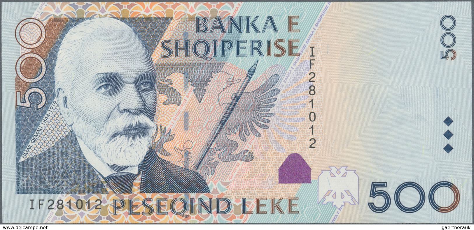 Albania / Albanien: Set with 5 banknotes of the 2007 issue with 200, 500, 1000, 2000 and 5000 Leke,