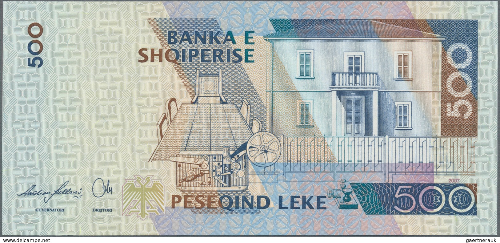 Albania / Albanien: Set with 5 banknotes of the 2007 issue with 200, 500, 1000, 2000 and 5000 Leke,