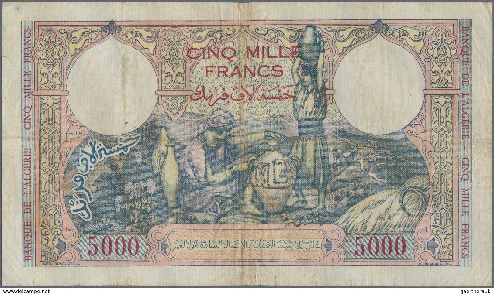 Algeria / Algerien: Banque De L'Algérie 5000 Francs 1942, P.90, Still Nice With A Number Of Pinholes - Algérie