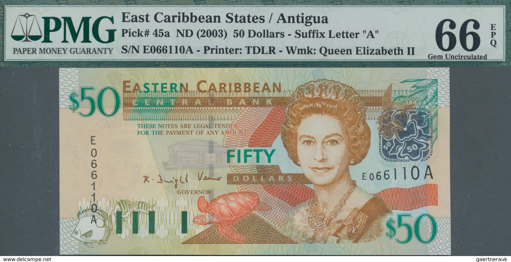 Antigua: Nice Set With 4 Banknotes 50 Dollars ND(2003), P.45a, All In UNC And Three Of Them Consecut - Otros & Sin Clasificación